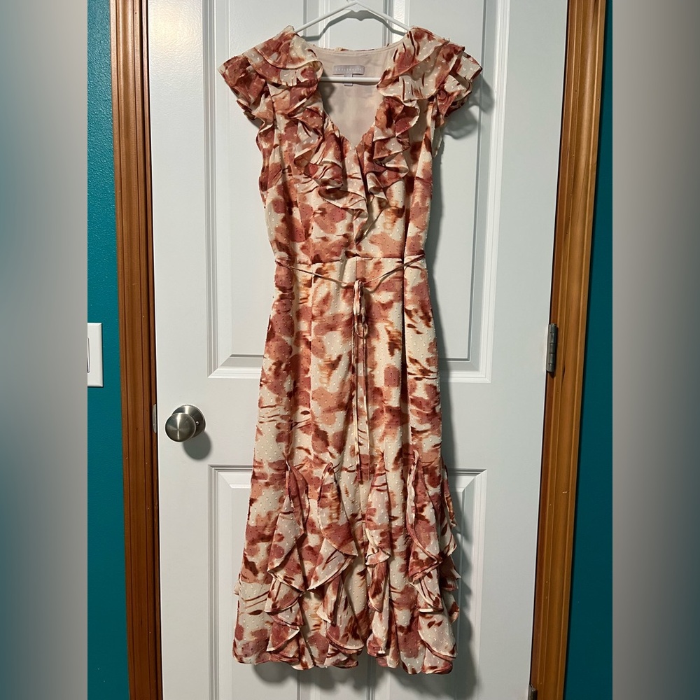 Chelsea28 Floral Print Ruffle Midi Dress